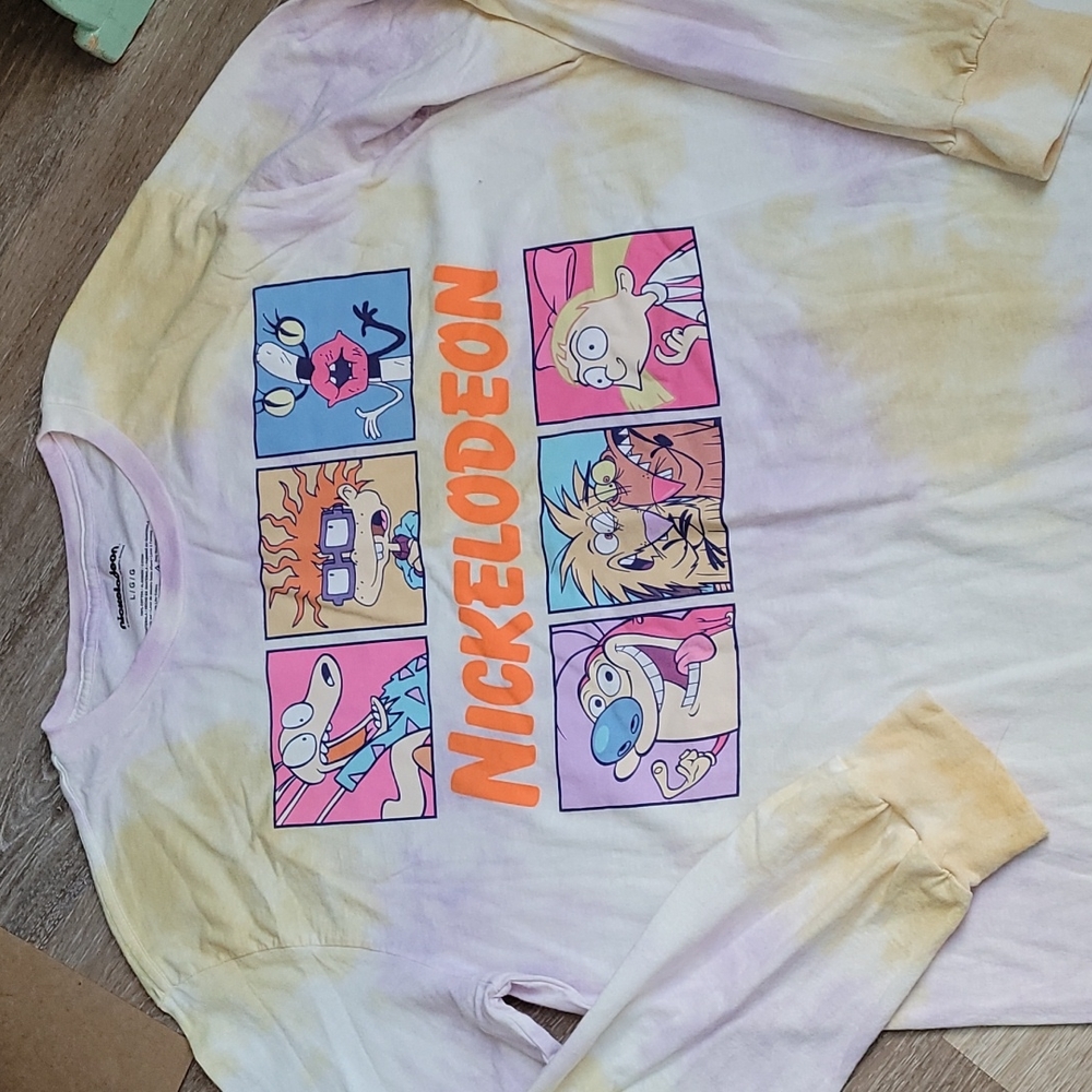 Nickelodeon Tie Dye Long Sleeve Graphic Tee Size XL NWT